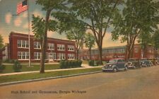 Sturgis, MI,  High School & Gymnasium, 1945 Linen Vintage Postcard b1349 picture