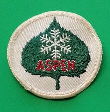 Aspen Colorado Ski Area Green Leaf Skiing Embroidered Patch Badge VINTAGE OLD picture