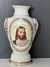 Rare antique large Church Altar vase JESUS 13 1/2” Tall picture