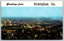 Birmingham Alabama~Aerial View Overlooking City~Main Street~1950s Postcard picture