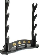 Katana Holder: Sword Stand, 4-Tier Black Wood Display for Samurai, Gladiator picture