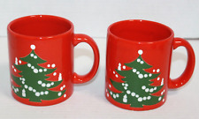 Vintage Lot 2 Waechtersbach Red Christmas Tree Mugs picture