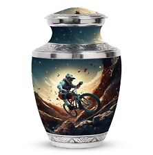 Mountain Trail Biker: Descent Large Cremation Urns For Burial 200 cubic inch picture