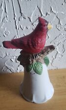 Cardinal red bird bell Ceramic With Greenery picture