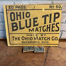 Vintage Ohio Blue Tip Matches Cardboard Advertising Sign picture