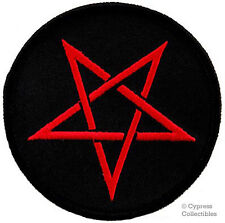 RED PENTAGRAM PATCH Wicca Witchcraft DEVIL embroidered iron-on PENTACLE SATANIC picture