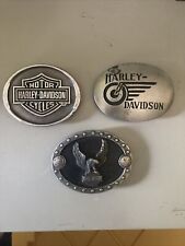 3 Vintage Harley Davidson Belt Buckles picture
