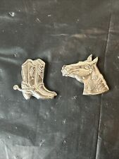Vintage Western Button Covers Horse Head And Cowboy Boots Set Of Two picture