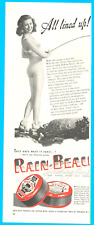 1946 RAIN BEAU fishing line vintage PRINT AD sexy lady fishing rod and reel picture