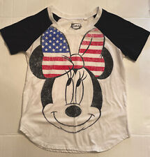  Women's Disney Medium T-shirt Minnie Mouse Medium Red White Blue Stars Stripes picture