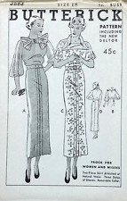 RARE 1930s BUTTERICK 6226 SIZE 18/BUST 36 MISSES FROCK DRESS UC/FF picture