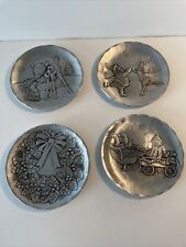 4 Vintage Wendell August Forge Christmas Coasters Mixed LOT Deer Santa Wreath + picture