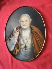 Vintage oval picture pope John XXIII with brass frame from Italy 🇮🇹 1960th picture