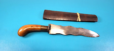Vintage Philippines Moro Kris Knife Sword Blade + Wood Scabbard  7.5