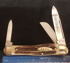 Robt Klaas Kissing Crane 1980 NKCA Gunstock Stockman Knife, Stag Handles 
