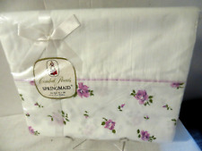 NEW Vtg Springmaid Sheets PURPLE PRINCESS ROSES Double Bed Flat 100% Cotton picture