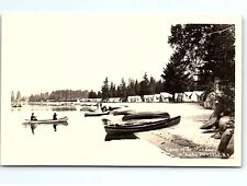 1920s SPECULATOR NY CAMP-OF-THE-WOODS TENTS BOATING SHORE RPPC POSTCARD P2846 picture