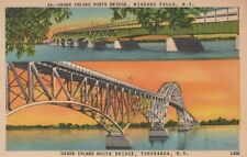 Grand Island North and South Bridges New York  Vintage Linen Postcard  picture