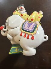 Vintage Elephant & Clown BANK Yona Shafford 1957  Japan Trunk Up For Good Luck picture
