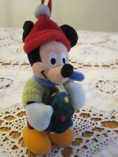 MICKEY MOUSE in SANTA HAT with TREE 2001  Disney Store Christmas Ornament Plush picture