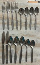 VTG 15pc MCM floral handle stainless steel flatware set Taiwan picture