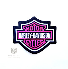 HARLEY DAVIDSON PATCH SMALL PINK SHIELD sew / iron on 3.5