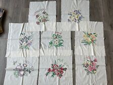 Vintage Embroidered Quilt Squares - FLOWER & MONTH use intended or repurpose  picture