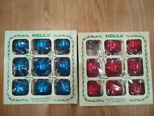 Vintage 1990's HOLLY Brand Blue and Red Glass Christmas Ball Ornaments, 17 balls picture