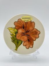 Vintage Moorcroft Pottery England Orange Coral Hibiscus Porcelain Plate 4-3/4” picture