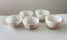 5 Vintage Belleek Shell Cups Porcelain Ireland 3 Green Marks 2 Yellow Marks picture
