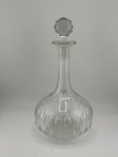 Rare Vintage Thumb Press Globular Cut Decanter Bottle Crystal Stopper Clear picture