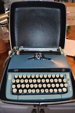 VTG 1963 Smith-Corona Sterling Blue Typewriter w/Hard Case - 2 old Ribbons inc. picture