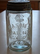 ***AWESOME*** Aqua Pint IGCO MASON PATENT 1858 Mason Fruit Jar  picture