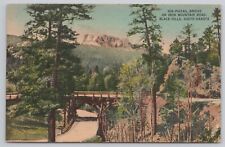 Postcard Pigtail Bridge Iron Mountain Black Hills, South Dakota Vintage Linen picture