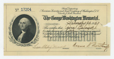 George Washington Memorial Contributor Certificate, Engraved Vignette 1929 picture