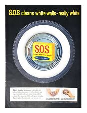 1956 SOS Cleaning Pads Vintage Print Ad Cleans White Walls Really White Tires picture