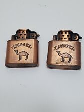 Pair Vintage Camel Flip-Top Cigarette Lighters Brushed Copper picture