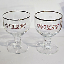 Lot of 2 Chimay Brewery Stemmed Silver Rimmed Trappist Beer Belgium .25 Liter picture