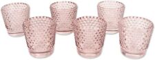 Koyal Wholesale Blush Pink Hobnail Glass Candle Holders 6 Pack Boho Decor Bridal picture