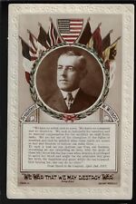 GR8 Graphics WWI Woodrow Wilson Patriotic British Embossed Postcard Allied Flags picture