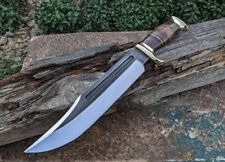 AB CUTLERY CUSTOM HANDMADE STEEL D2 BOWIE KNIFE HANDLE BY BRASS CLIP AND LEATHER picture