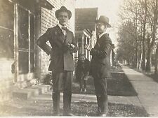 Girl Photo Bombs Men - Antique Snapshot Photo c. 1919 - Marion Indiana picture