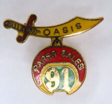 Vintage Masonic Oasis 1991 Paper Sales Lapel Pin Pinch Back Scimitar Yellow Red  picture