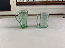 Set Of 2 Green Coca Cola Drinking Glasses/Mugs Vintage picture