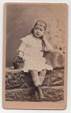 ANTIQUE CDV C. 1870s P.E. CHILLMAN CUTE LITTLE GIRL HOLDING BASKET PHILADELPHIA picture