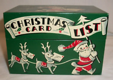 Vintage 1950's? - Stylecraft- Santa Christmas Card List Metal File Recipe Box picture
