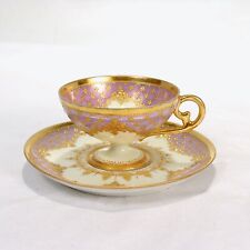 Antique Helena Wolfsohn Jeweled Dresden Porcelain Demitasse Cup & Saucer - PC #3 picture