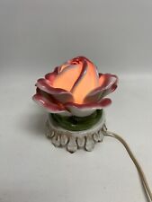 VTG Old-school Excelsior Cute Porcelain Romantic Pink Rose Bed Side Table Lamp picture