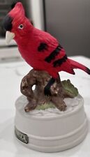 VINTAGE GORHAM Red CARDINAL Bird CERAMIC Figurine MUSIC BOX picture