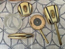 VINTAGE~Art Deco Vanity  Hand Mirror, Brush, Jar W/lid, Nail Buffer 5 Pc picture